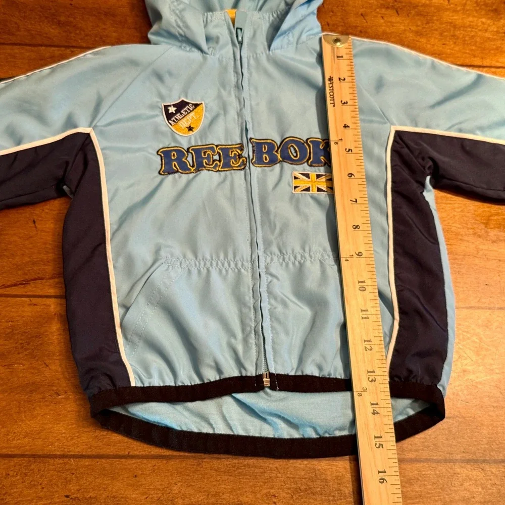 Reebok Classic Kids Windbreaker Jacket Hooded Athletic Dept Size 2T Blue